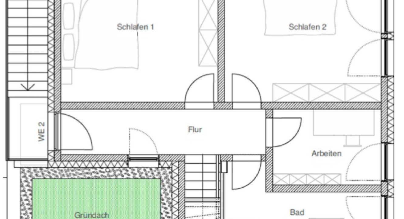 Grundriss 1. OG Penthousewohnung Aachen Jakobstraße